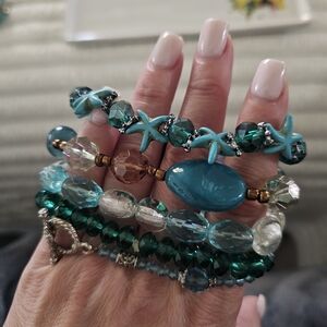Turquoise Beaded Bracelet Set Of 5 (B9)